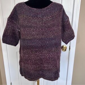 Elsamanda Italy Mohair Alpaca Blend Metallic Knit Sweater Size Large Purple